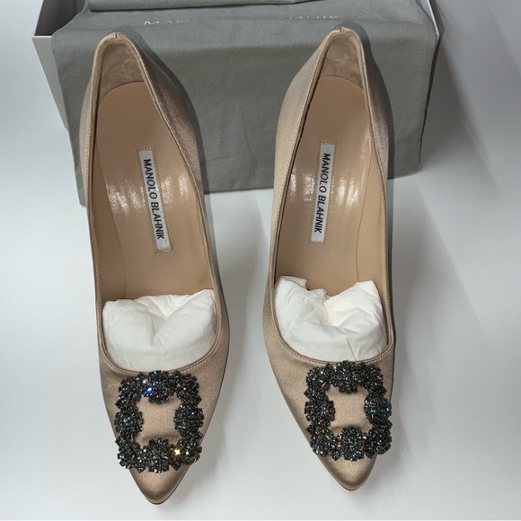 HANGISI
Champagne Satin Jewel Buckle Pumps - Picture 3 of 10